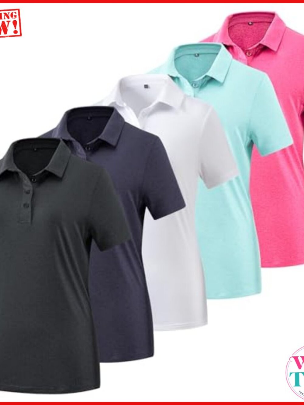 Women's Casual Collared Short Sleeve Golf Polo Shirt 4 Pack, UPF Sun Protection